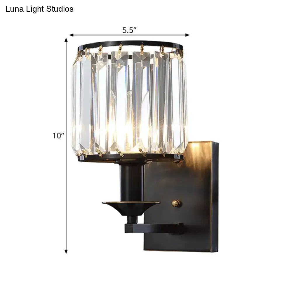 Modern black prismatic crystal wall sconce bedroom e12 light type