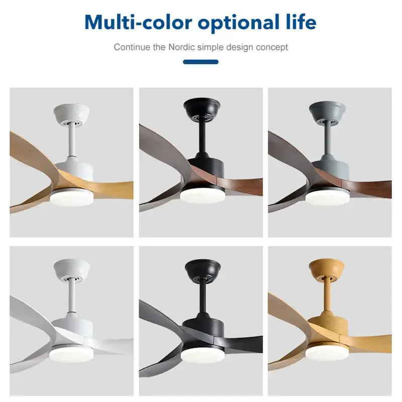 Modern black pure copper ceiling fan with led light and remote control