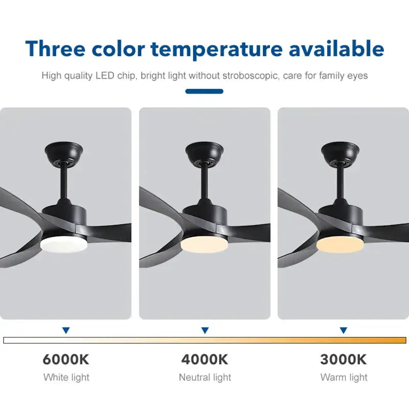 Modern black pure copper ceiling fan with led light and remote control