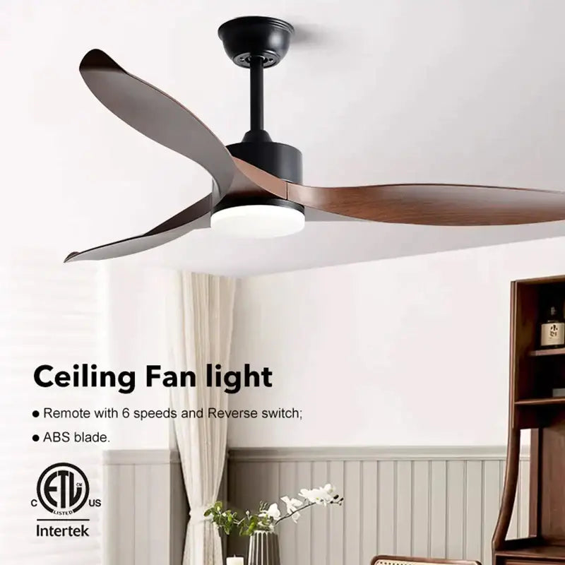 Modern black pure copper ceiling fan with led light and remote control