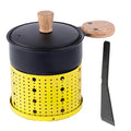 Modern black raclette fondue set with wooden lid dining room table grill