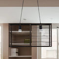 Modern black rectangle cage island light dining room pendant