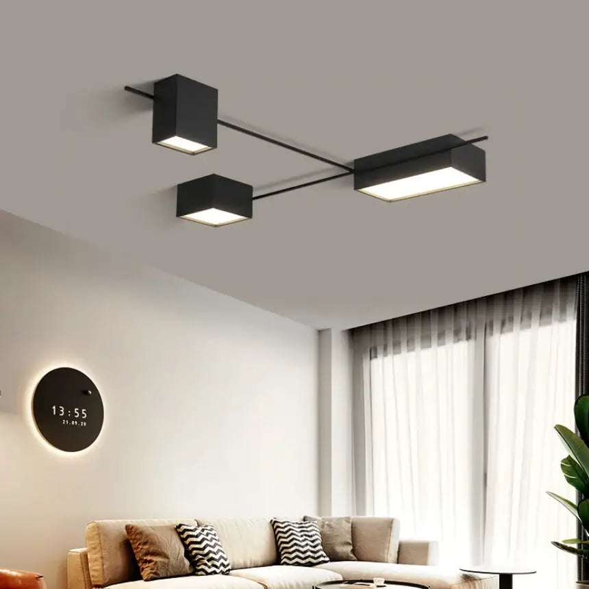 Modern black rectangular led ceiling lights for living room decoration