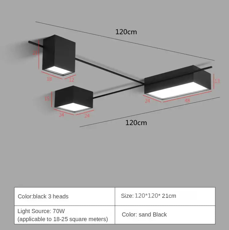 Modern black rectangular led ceiling lights for living room decoration