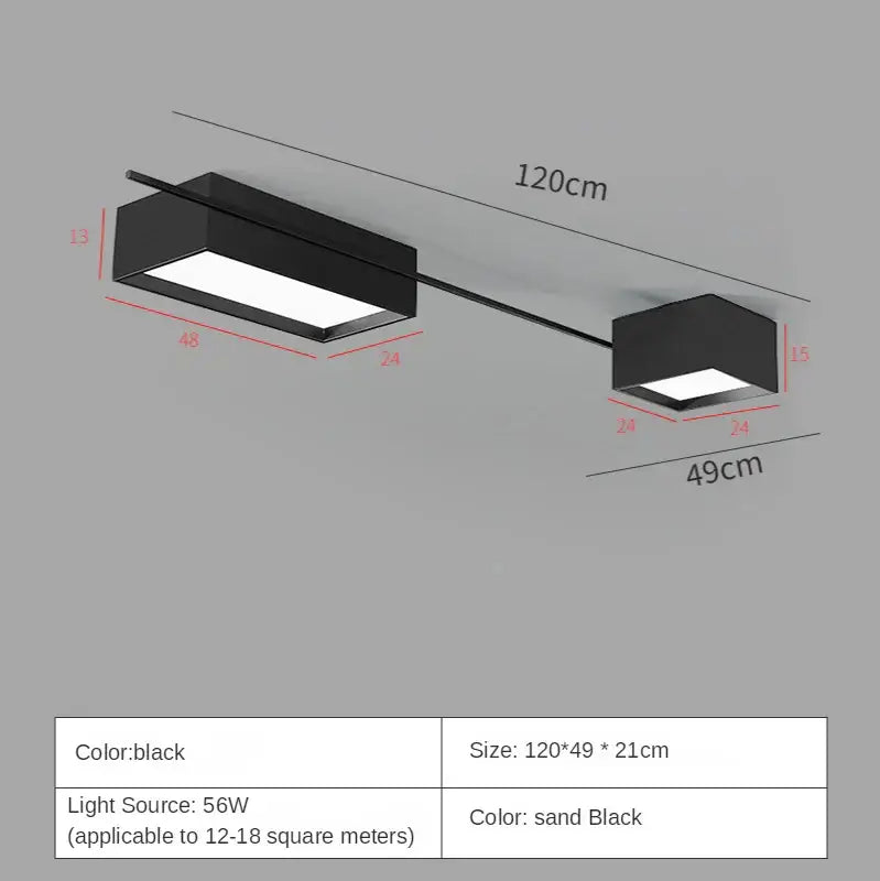 Modern black rectangular led ceiling lights for living room decoration