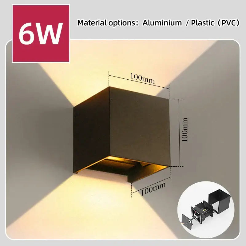 Modern black rectangular led wall light garden or living room decor