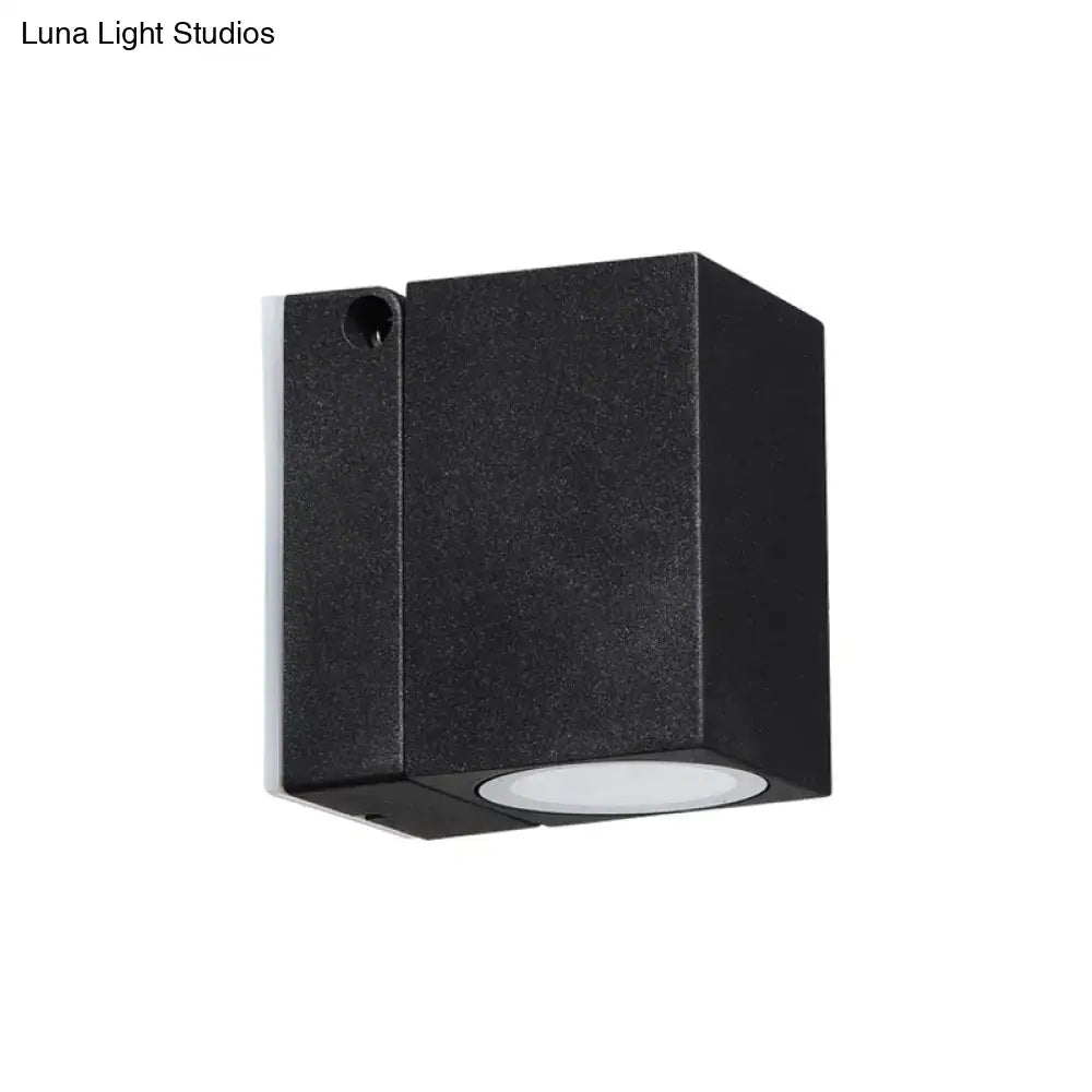 Modern black rectangular mini led wall sconce patio light