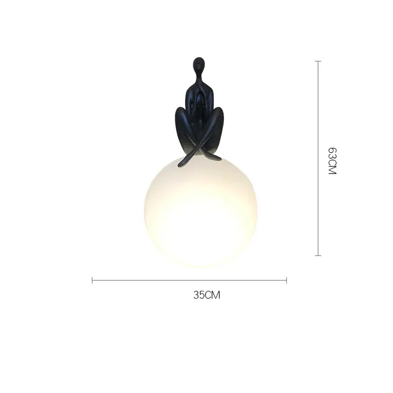Modern black & red humanoid ball holder table lamp bedroom decor