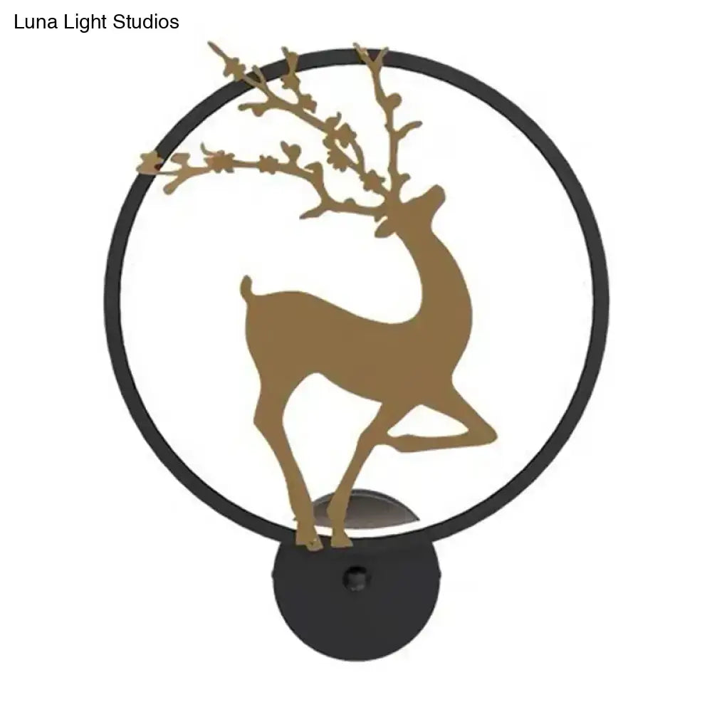 Modern black ring led elk mural wall sconce bedroom light