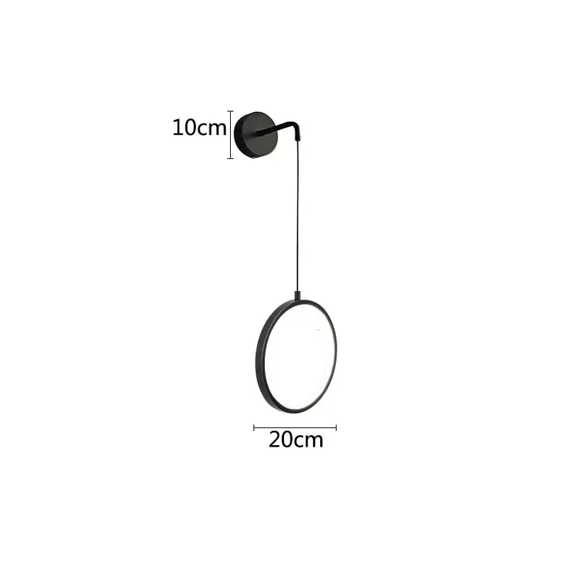 Modern black ring led wall lamp bedroom oval sconce light