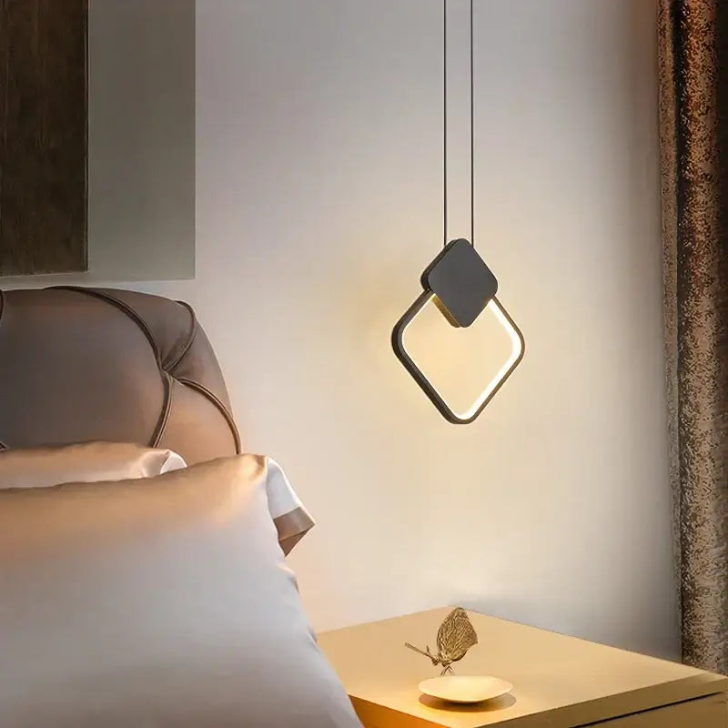 Modern black ring pendant lamp bedroom dimmable led light