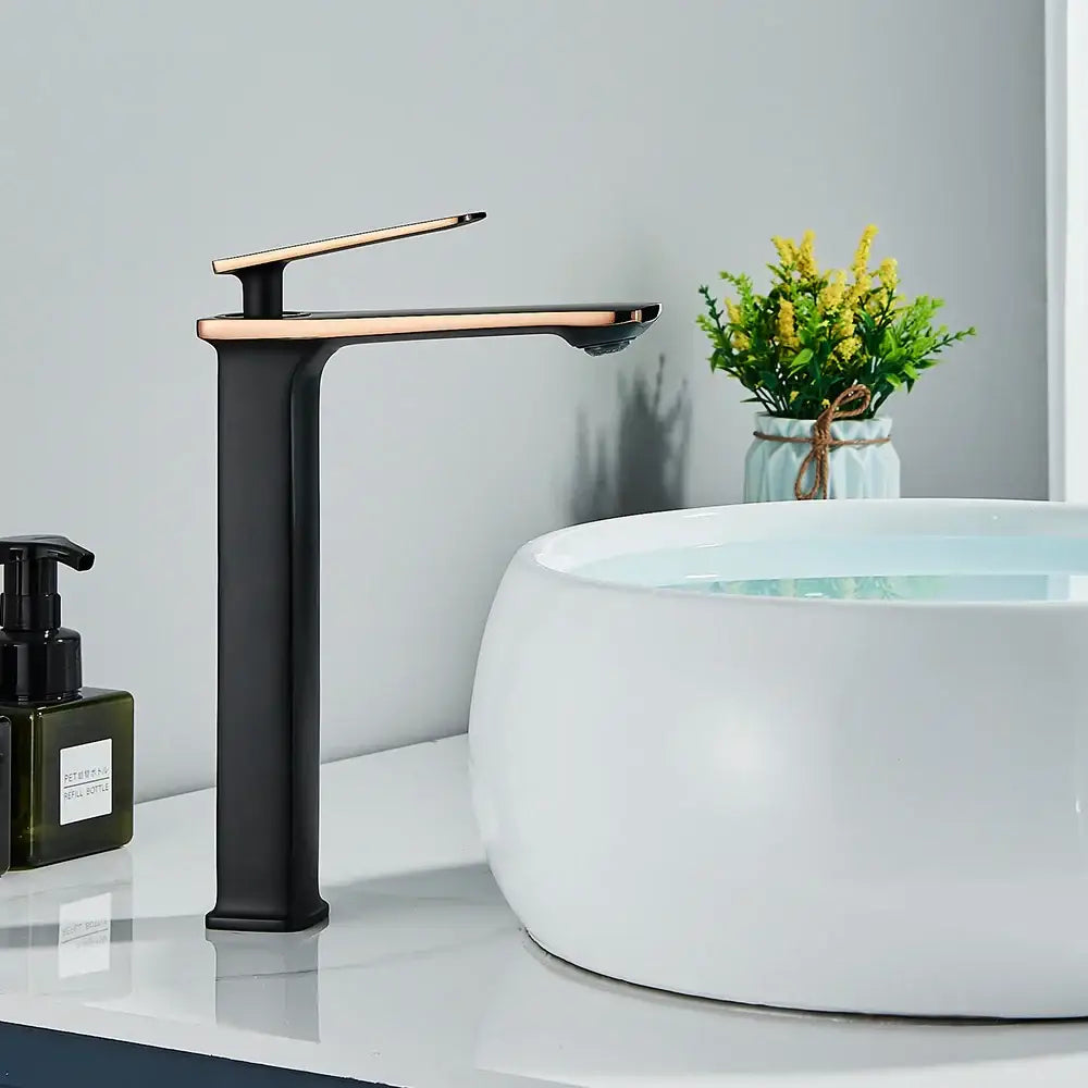 Modern black & rose gold basin faucet bathroom sink mixer tap