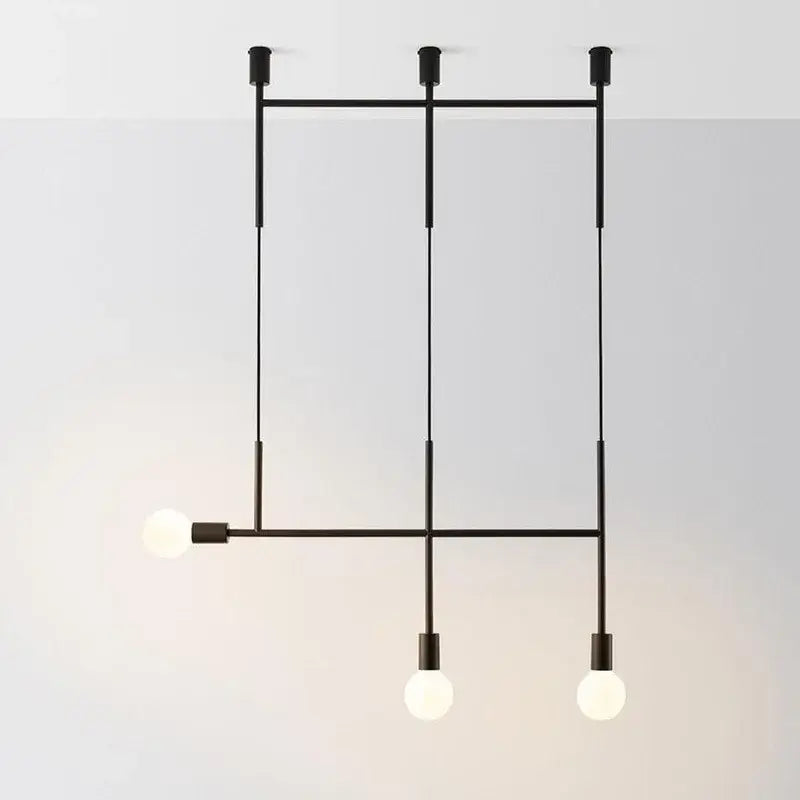 Modern black & rose gold minimalist pendant light dining room