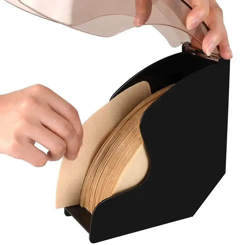 Modern black & rose gold wave coffee filter dispenser kitchen storage