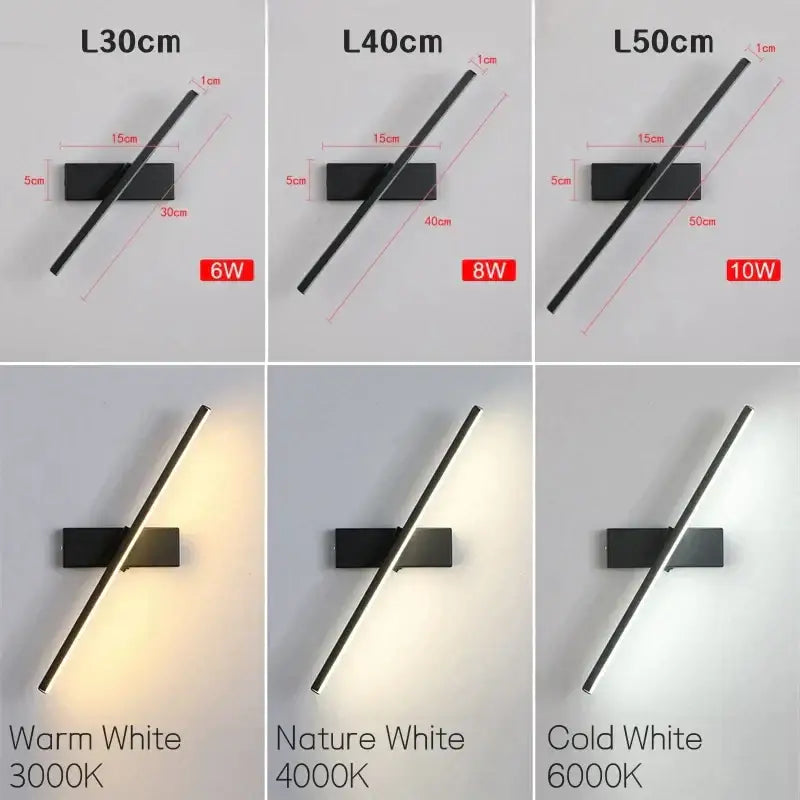 Modern black rotatable led wall sconce bedroom light fixture