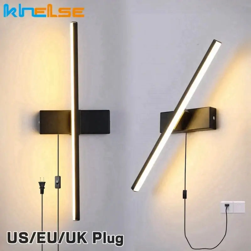 Modern black rotatable led wall sconce bedroom light fixture