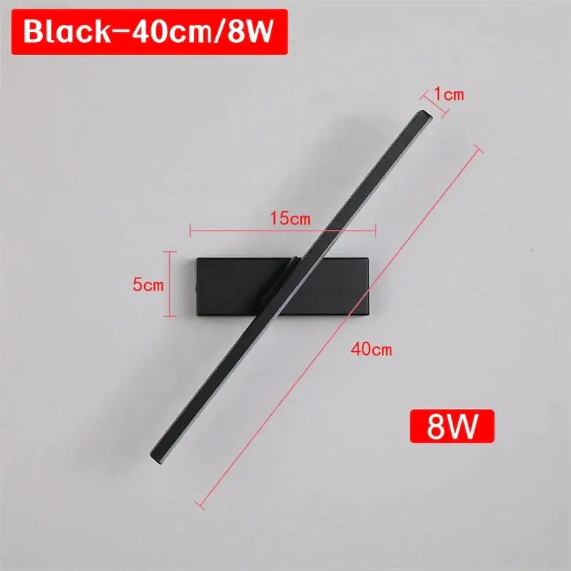 Modern black rotatable led wall sconce bedroom light fixture