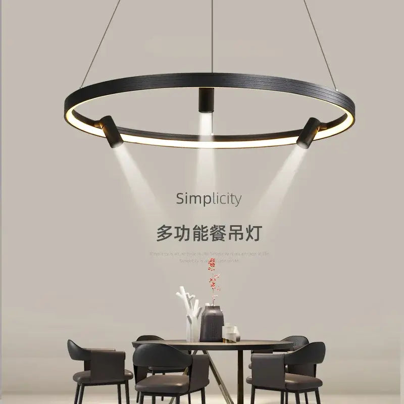 Modern black round spotlight pendant light dining room