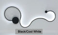 Modern black serpentine led wall lamp for living room