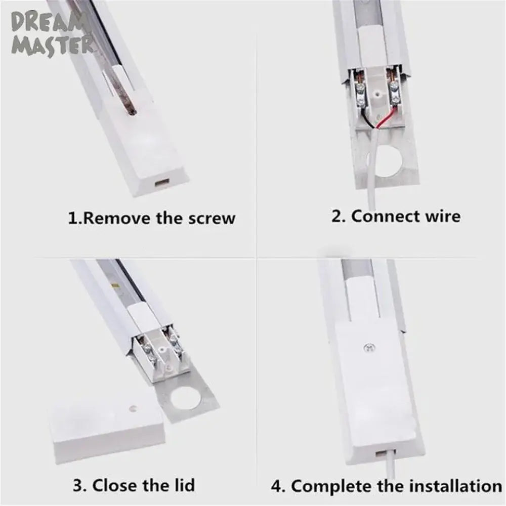 Modern black & silver ceiling track rail connector set kitchen light
