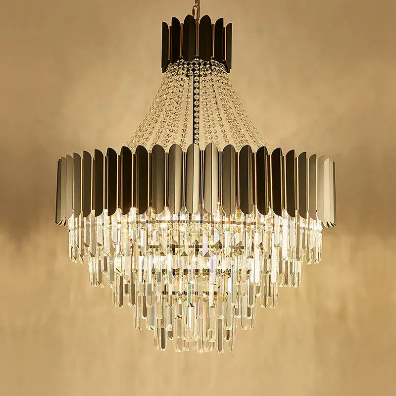 Modern black & silver crystal led chandelier dining room light