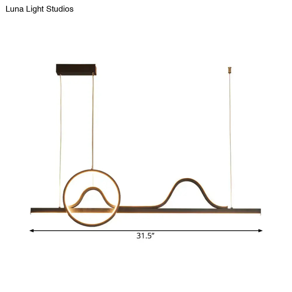 Modern black & silver curvy line island lamp dining room pendant