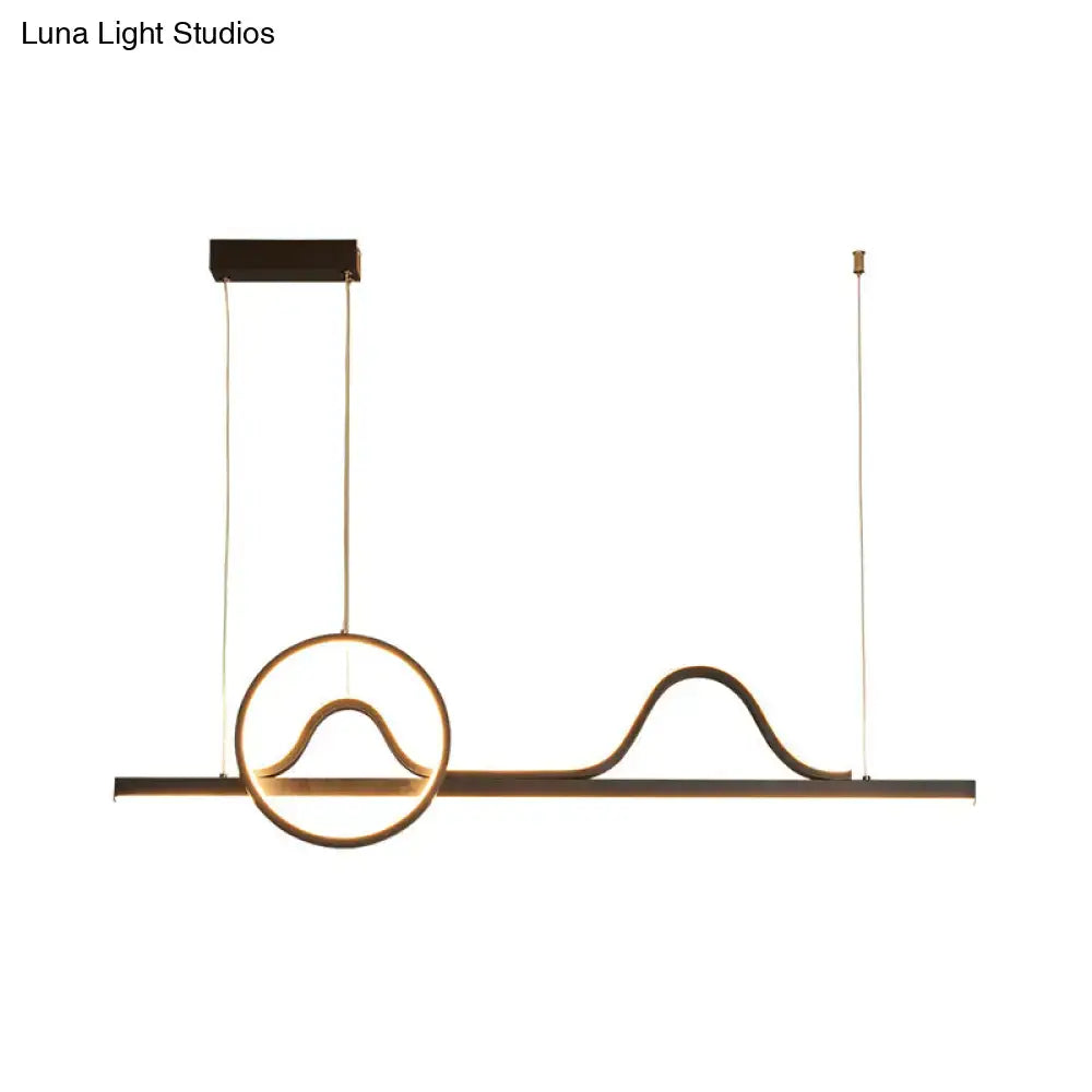 Modern black & silver curvy line island lamp dining room pendant