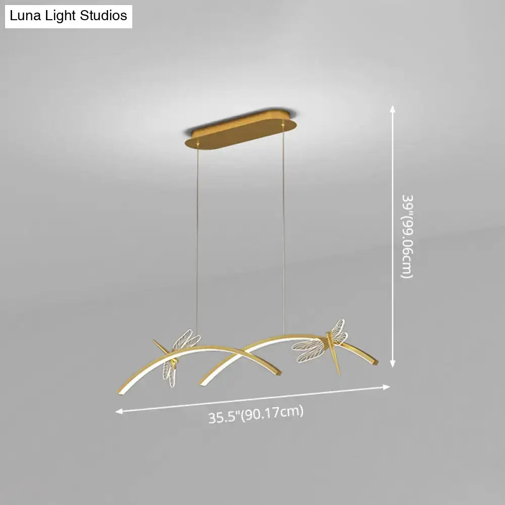 Modern black & silver dragonfly curve linear led – dining room light