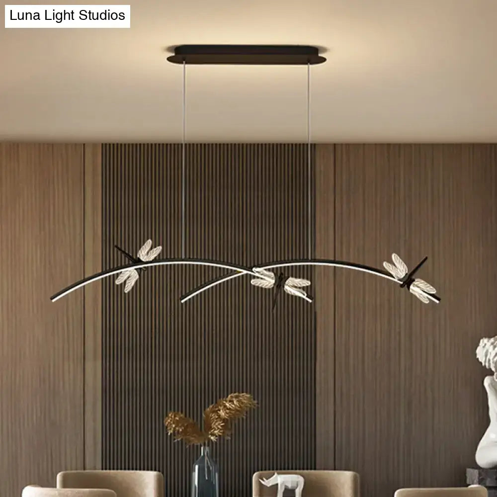 Modern black & silver dragonfly curve linear led – dining room light
