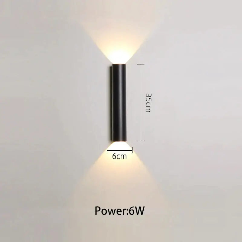 Modern black & silver led wall lamp bedroom up and down light source