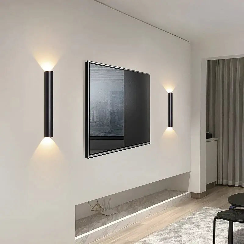 Modern black & silver led wall lamp bedroom up and down light source