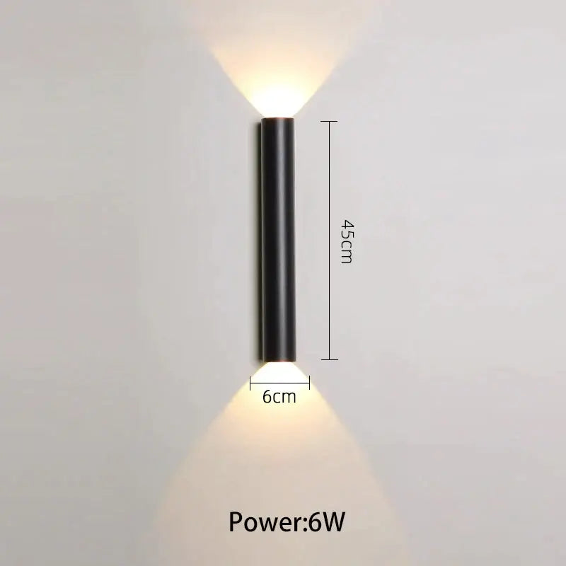 Modern black & silver led wall lamp bedroom up and down light source