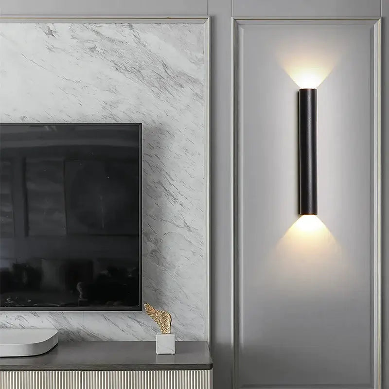 Modern black & silver led wall lamp bedroom up and down light source