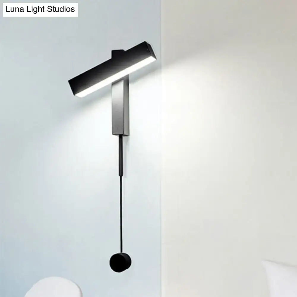 Modern black & silver led wall lamp with adjustable arm bedroom