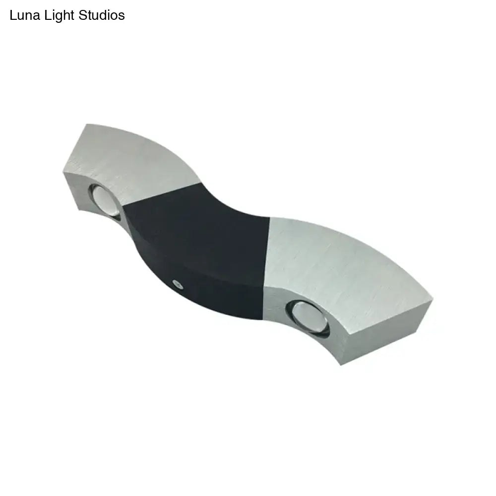 Modern black & silver led wall sconce living room fixture width 10in