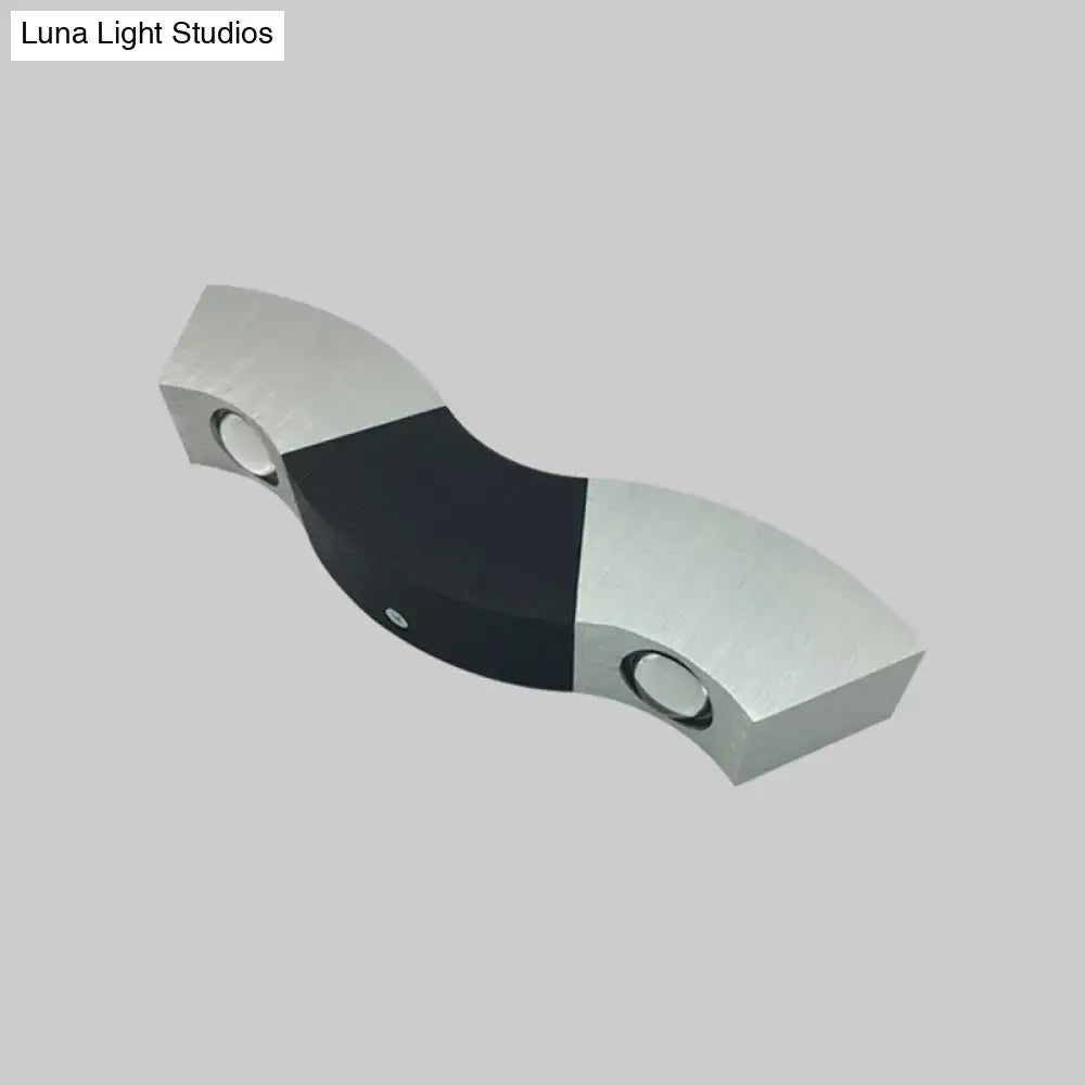 Modern black & silver led wall sconce living room fixture width 10in