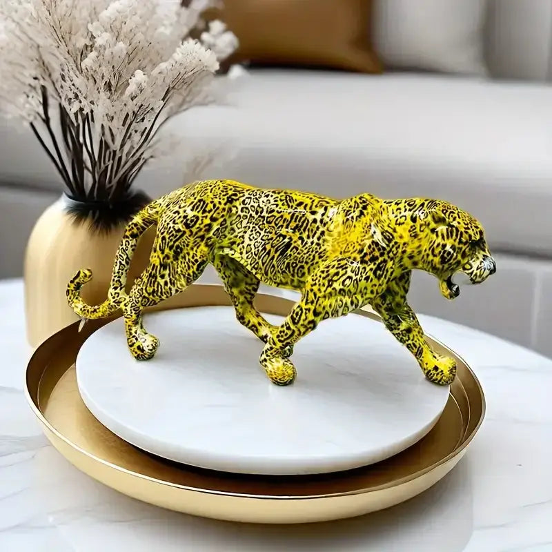 Modern black & silver mosaic leopard panther – living room sculpture