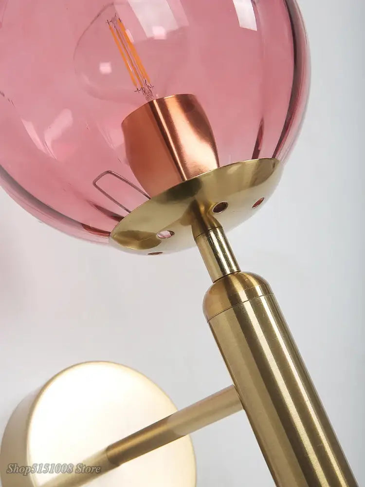 Modern black smoked glass ball led wall lamp bedroom sconce