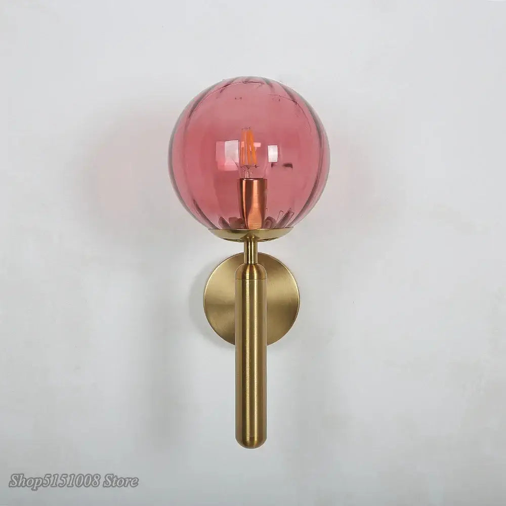 Modern black smoked glass ball led wall lamp bedroom sconce