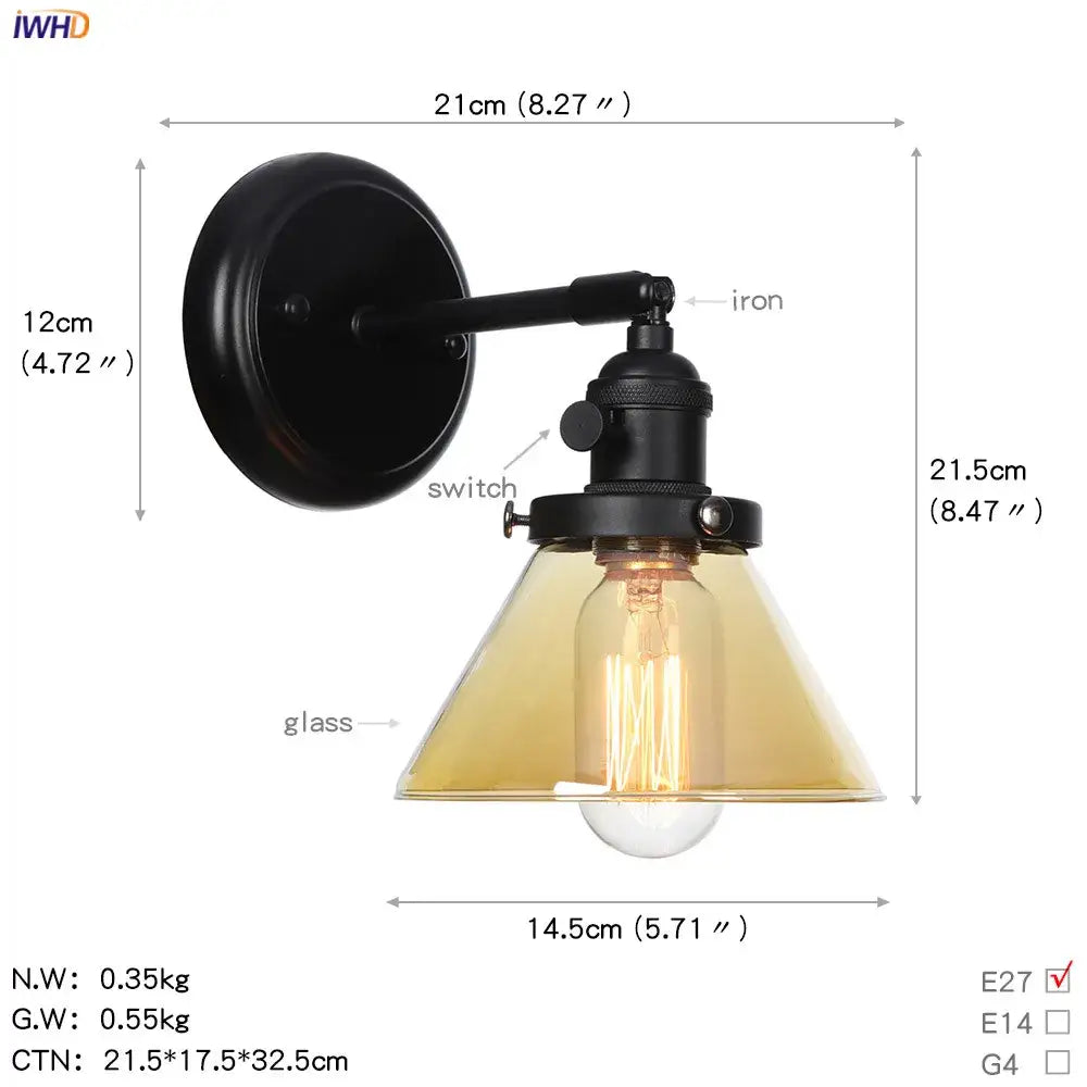 Modern black smoked glass ball wall sconce hallway light
