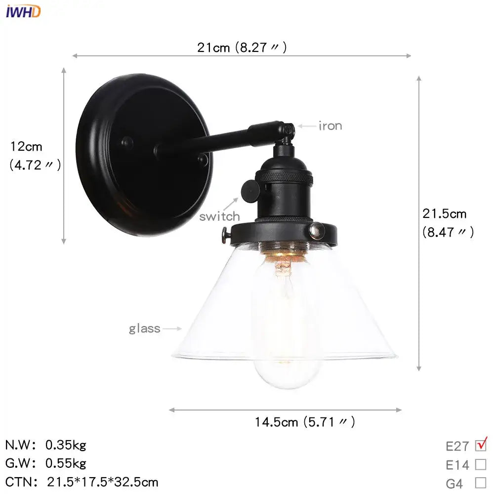 Modern black smoked glass ball wall sconce hallway light