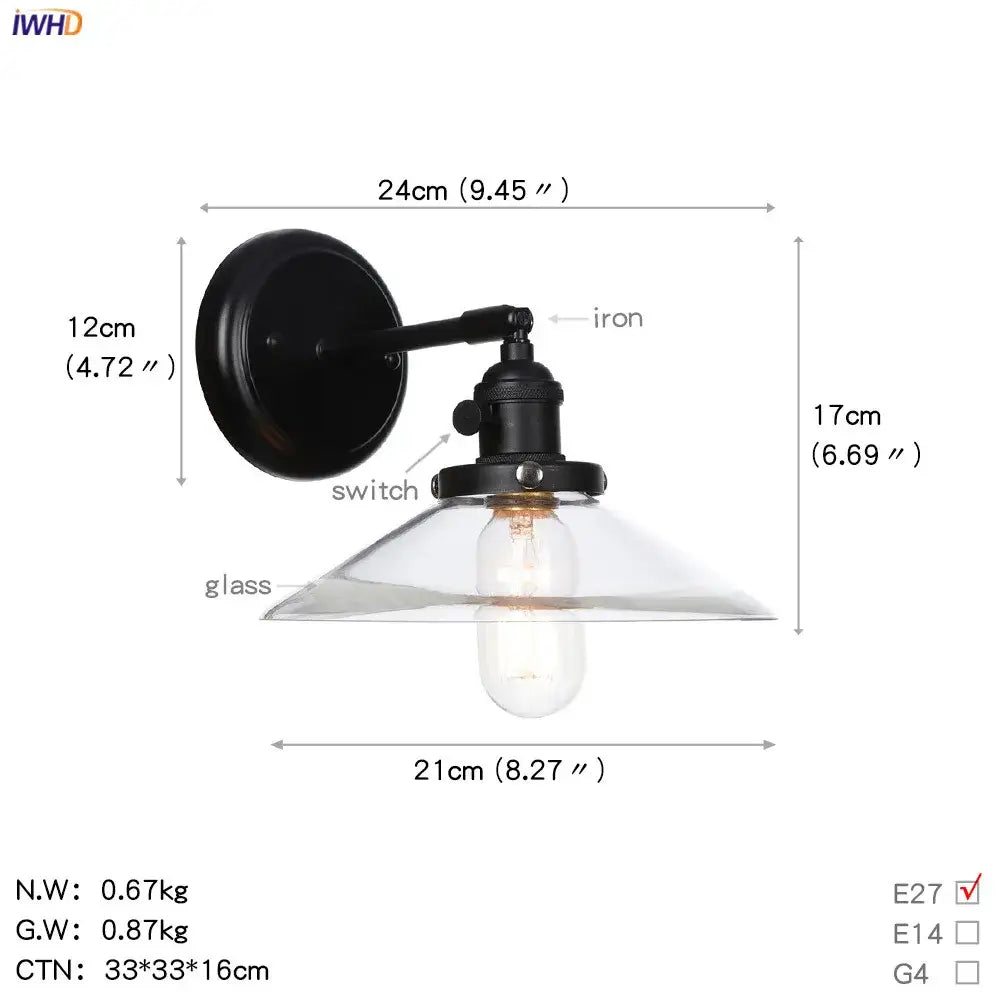 Modern black smoked glass ball wall sconce hallway light