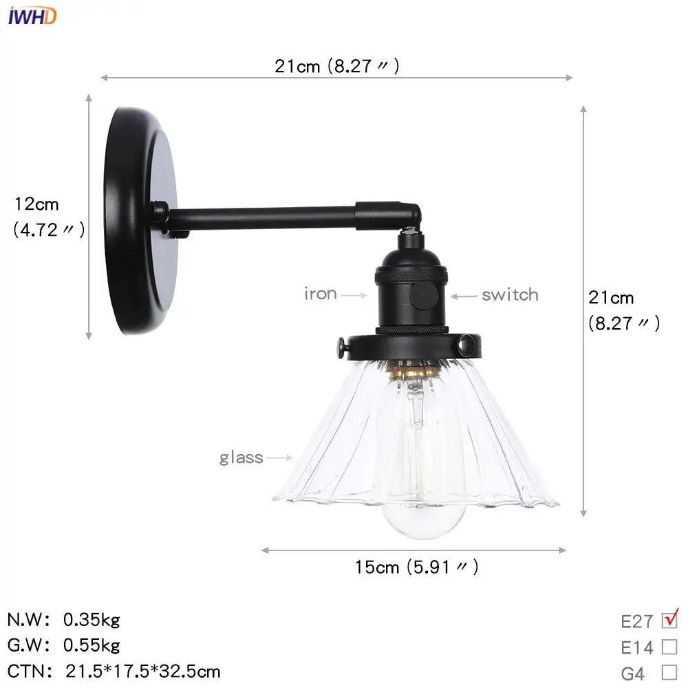 Modern black smoked glass ball wall sconce hallway light