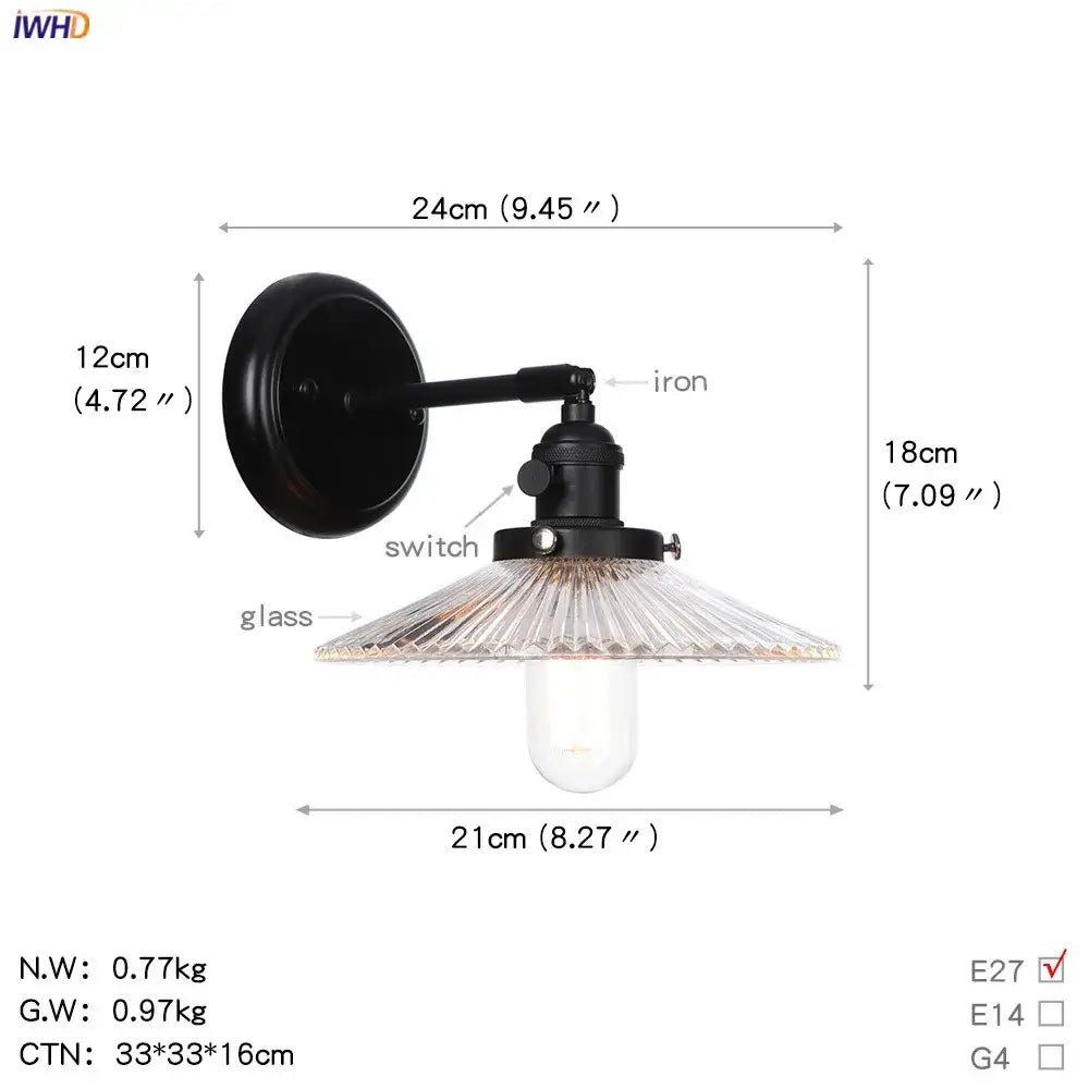 Modern black smoked glass ball wall sconce hallway light