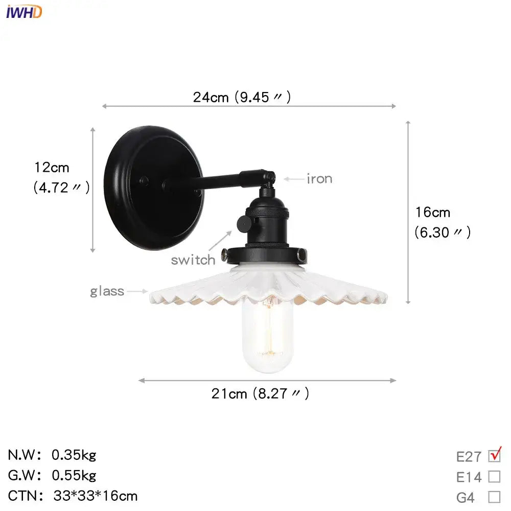 Modern black smoked glass ball wall sconce hallway light