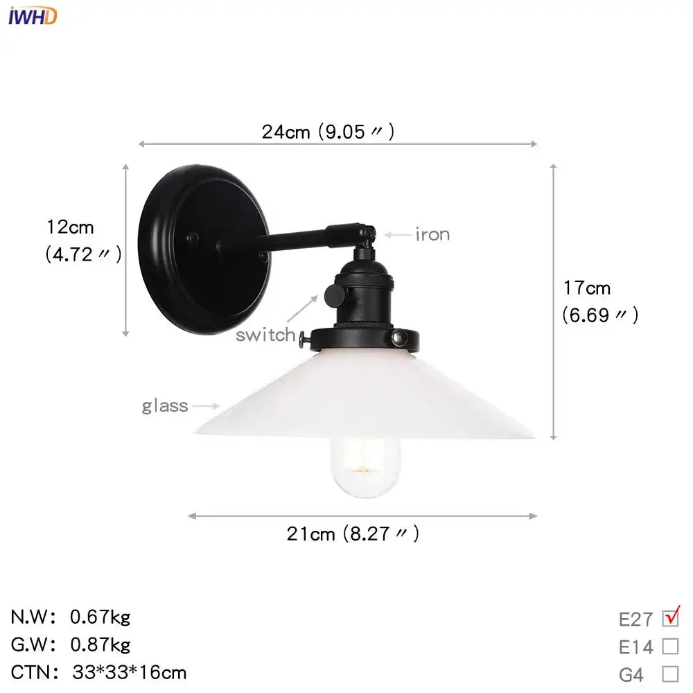 Modern black smoked glass ball wall sconce hallway light