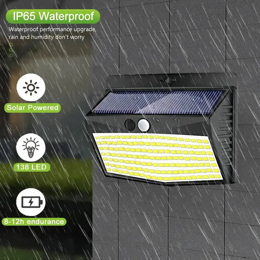 Modern black solar wall lamp outdoor motion sensor security light