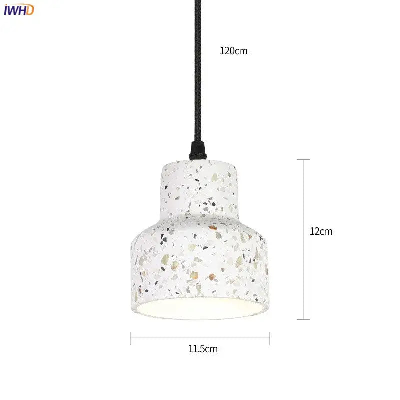 Modern black speckled cement pendant lamp kitchen brass accent