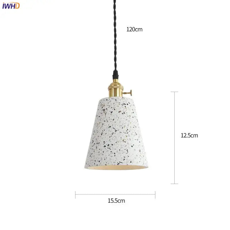 Modern black speckled cement pendant lamp kitchen brass accent