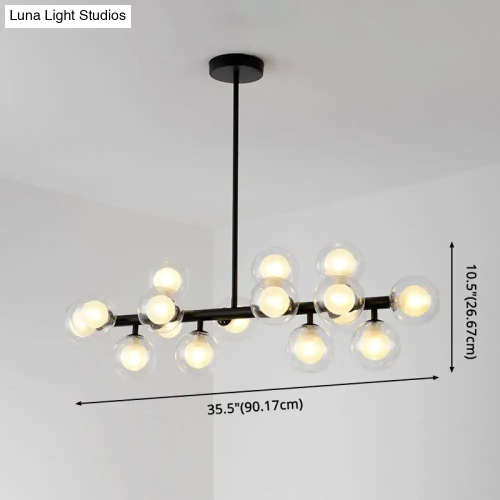 Modern black spherical glass ceiling light dining room chandelier